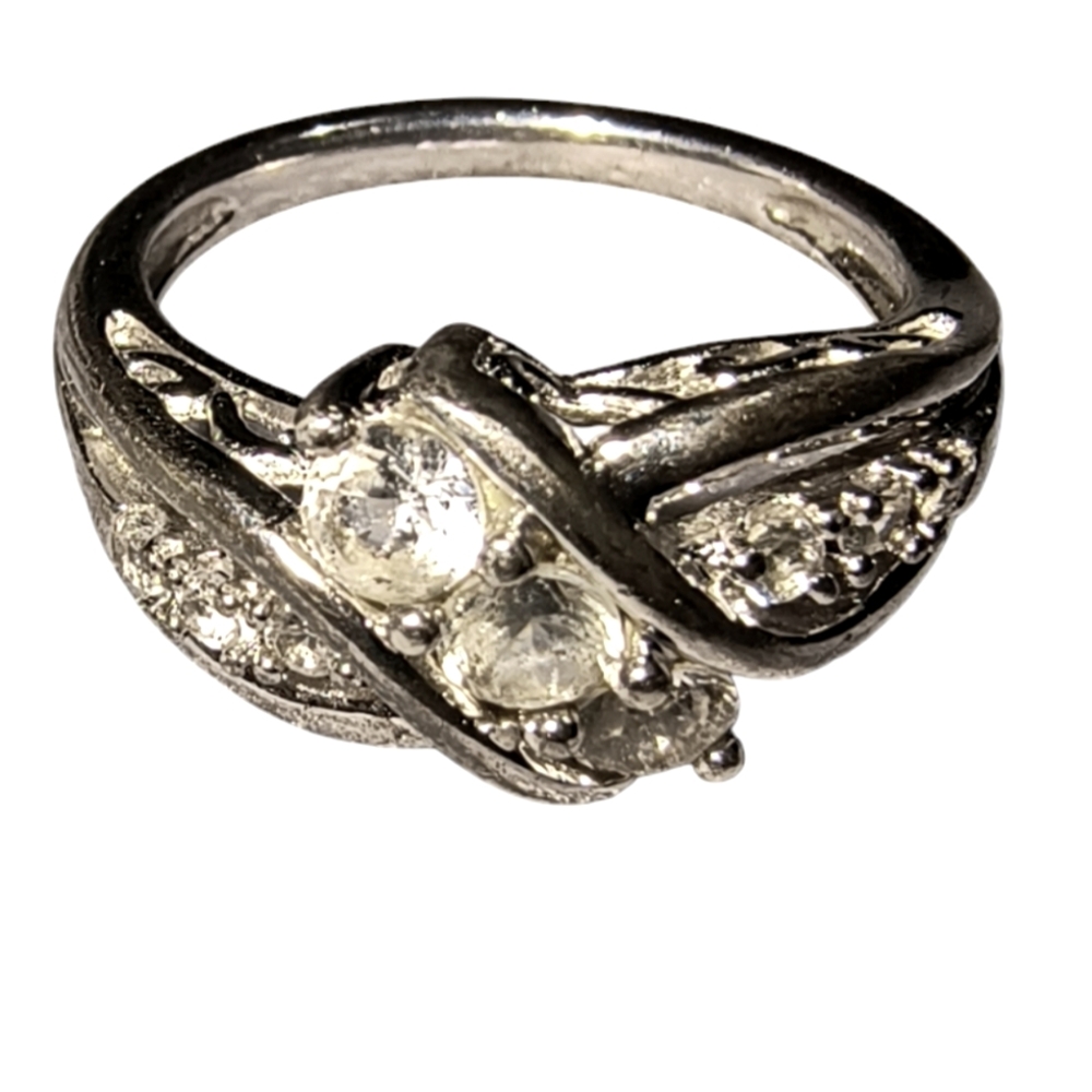 Sun Jewelry White Sapphire Sparkle Engagement or Bling Ring